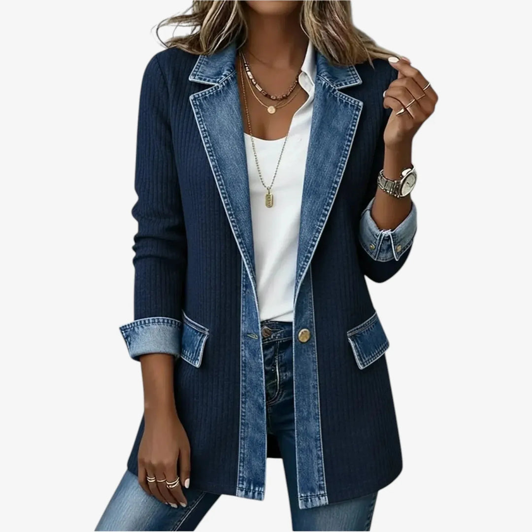 Women's Casual Denim Jacket with Button Closure