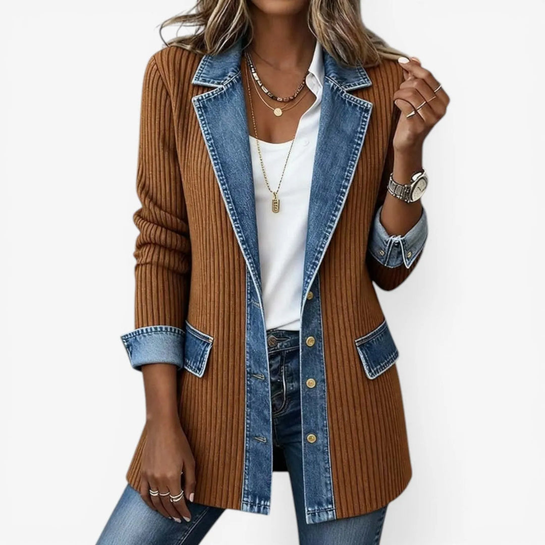 Women's Casual Denim Jacket with Button Closure