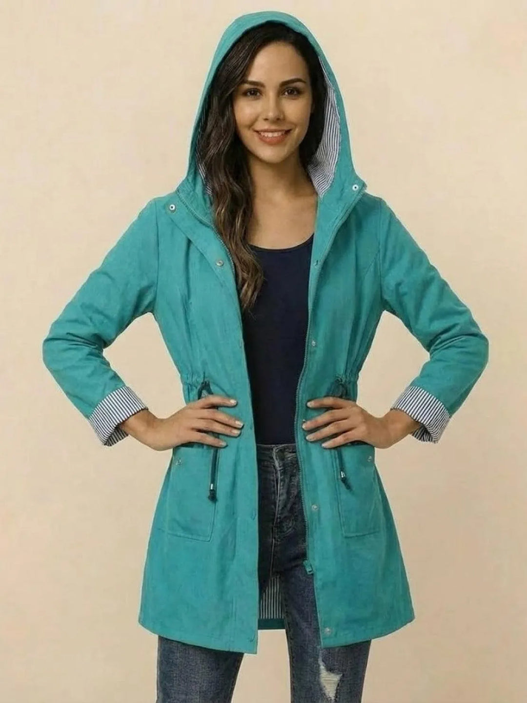 Women's Casual Hooded Jacket with Waterproof