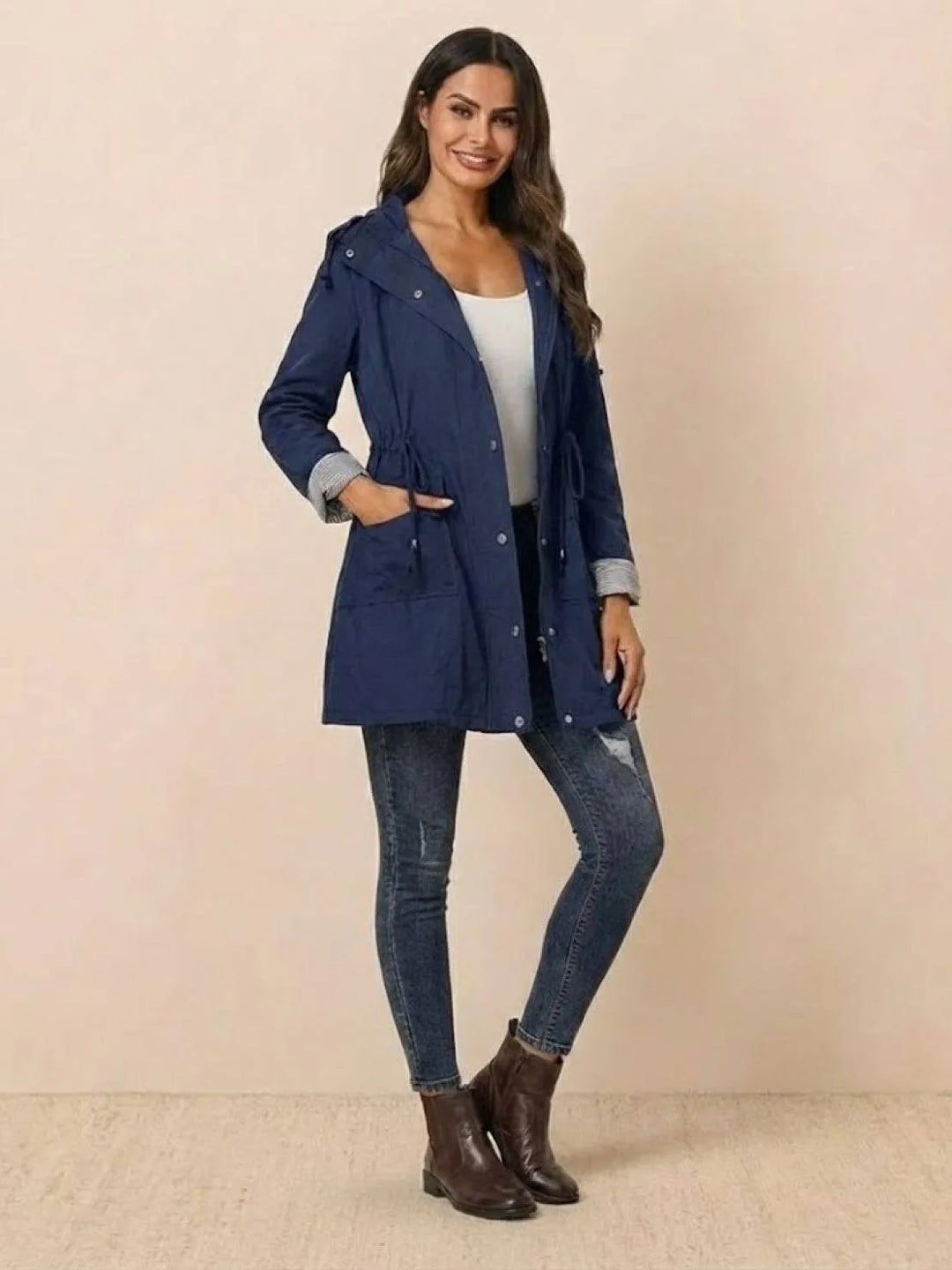Women's Casual Hooded Jacket with Waterproof