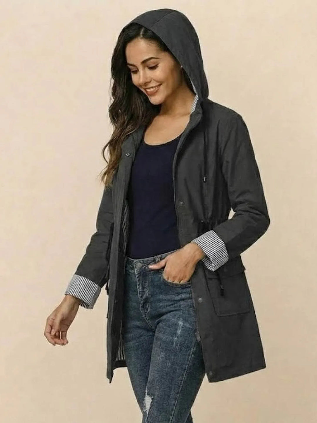 Women's Casual Hooded Jacket with Waterproof