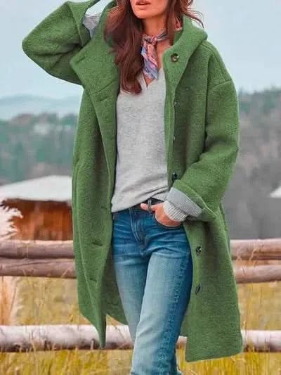 Women's Casual Long Coat with Hood