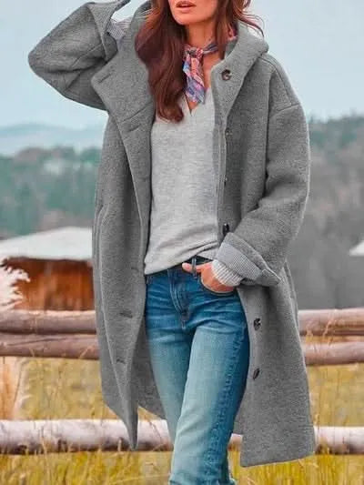 Women's Casual Long Coat with Hood