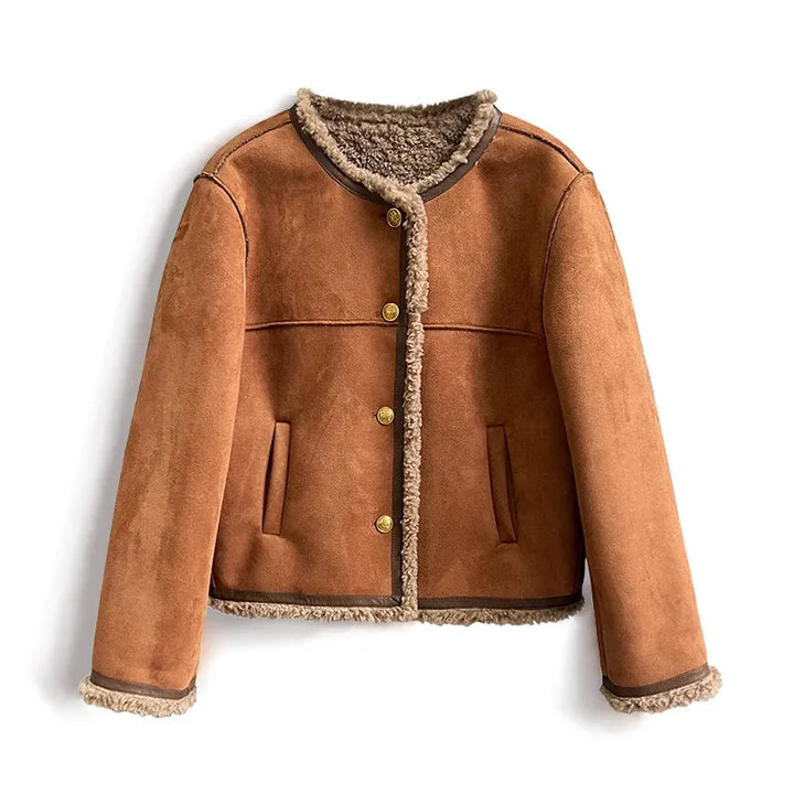 Women's Casual Oversized Jacket with Fur Trim