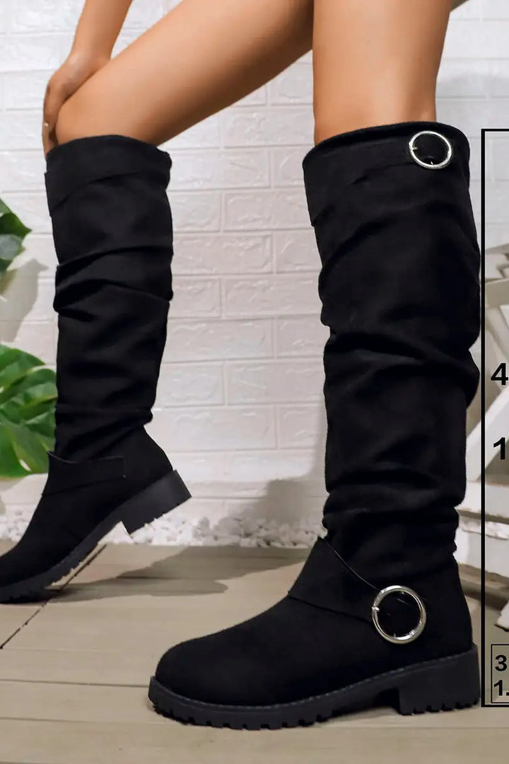 Women’s Casual Slouchy Boots with Buckle Detail