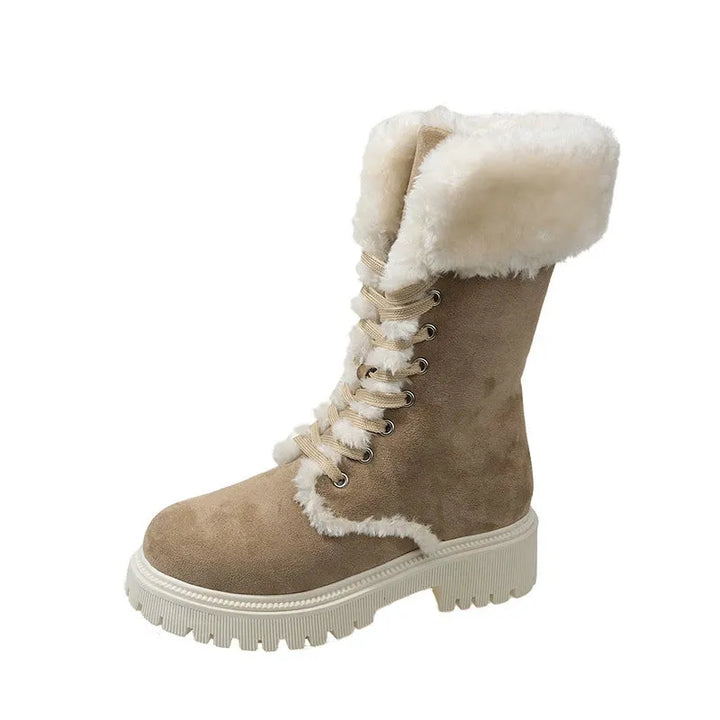 Women’s Chunky Casual Boots with Lace-Up Front