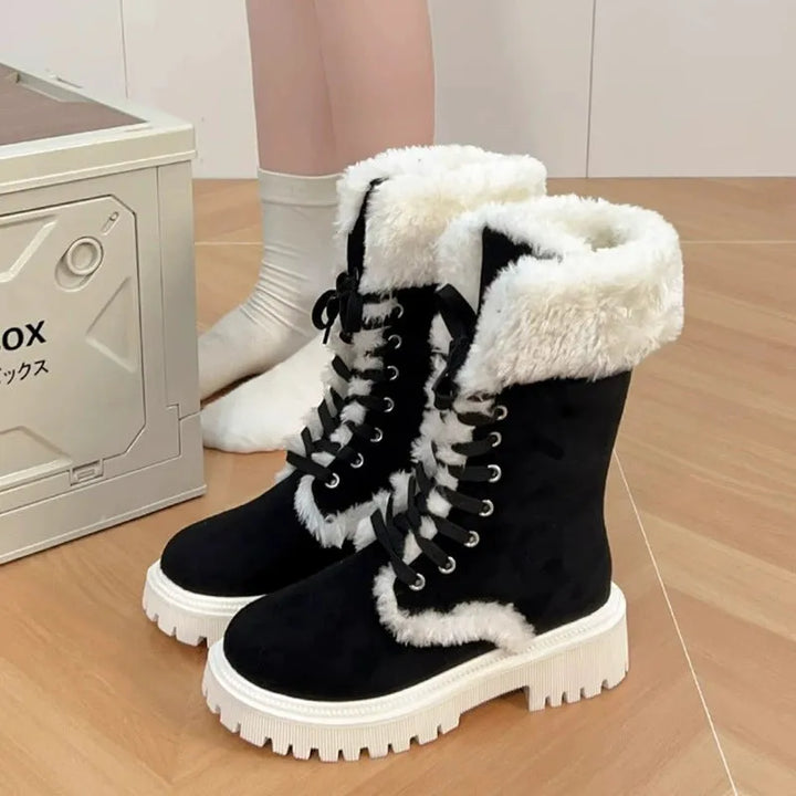 Women’s Chunky Casual Boots with Lace-Up Front