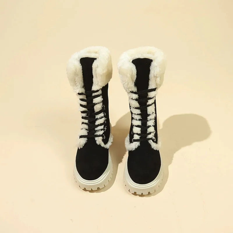 Women’s Chunky Casual Boots with Lace-Up Front