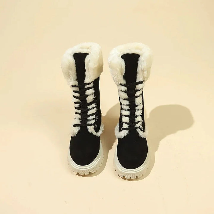 Women’s Chunky Casual Boots with Lace-Up Front