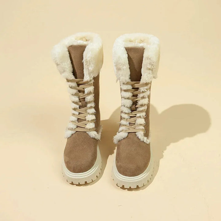 Women’s Chunky Casual Boots with Lace-Up Front