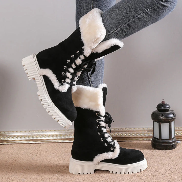 Women’s Chunky Casual Boots with Lace-Up Front