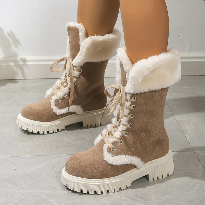 Women’s Chunky Casual Boots with Lace-Up Front