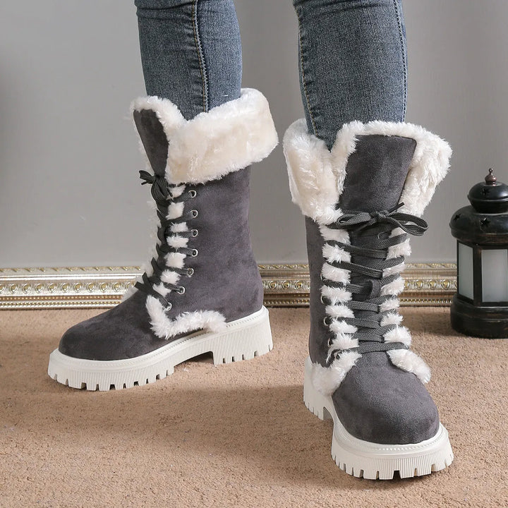 Women’s Chunky Casual Boots with Lace-Up Front