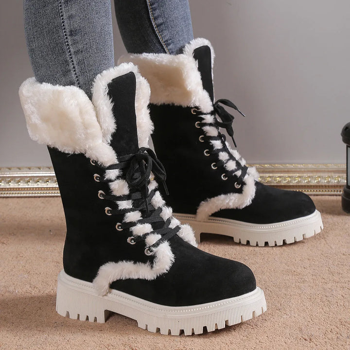 Women’s Chunky Casual Boots with Lace-Up Front