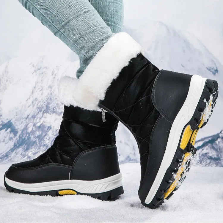 Women’s Chunky Fluffy Boots with Front Zip