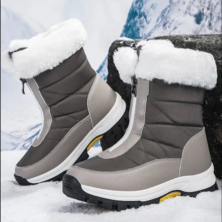 Women’s Chunky Fluffy Boots with Front Zip