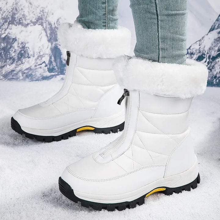 Women’s Chunky Fluffy Boots with Front Zip