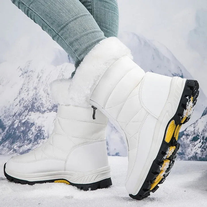 Women’s Chunky Fluffy Boots with Front Zip