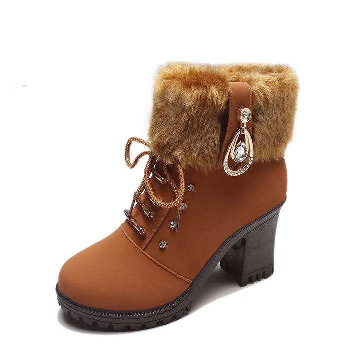 Women’s Chunky Heeled Boots with Side Zip