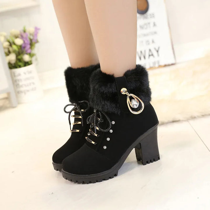 Women’s Chunky Heeled Boots with Side Zip