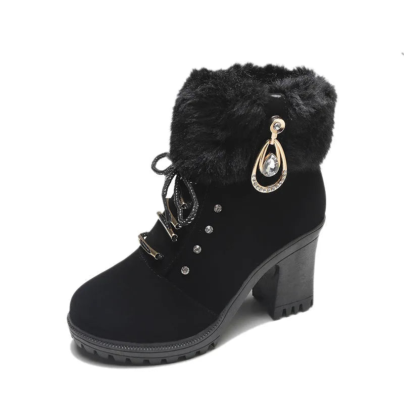 Women’s Chunky Heeled Boots with Side Zip