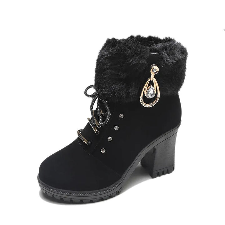 Women’s Chunky Heeled Boots with Side Zip