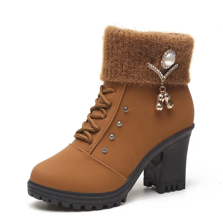 Women’s Chunky Heeled Boots with Side Zip