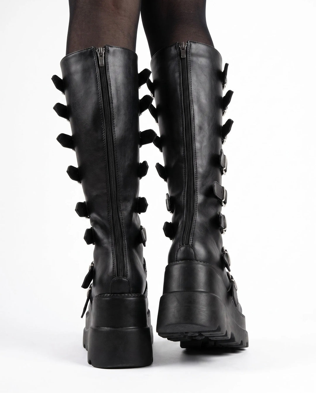Women's Chunky Knee High Boots with Side Zip
