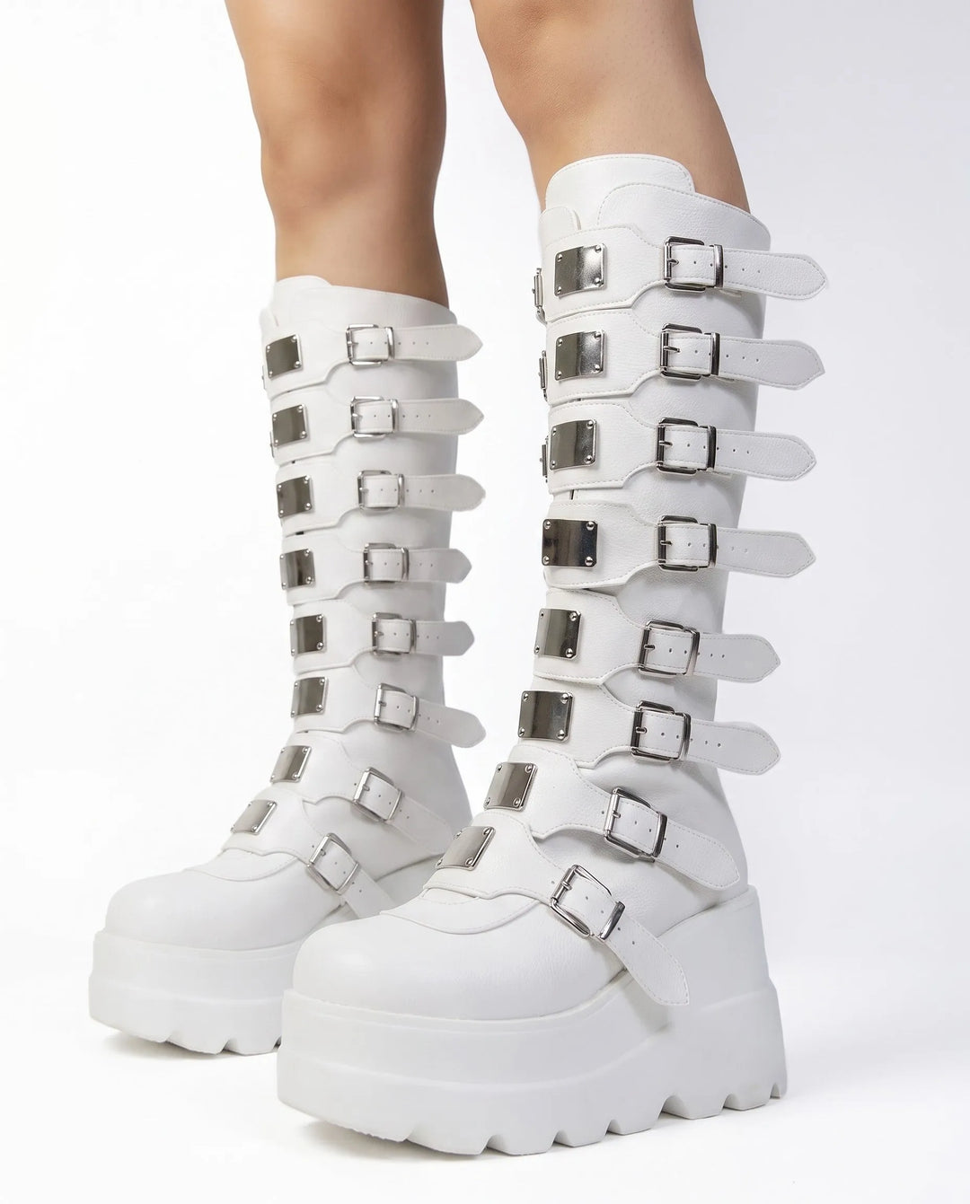 Women's Chunky Knee High Boots with Side Zip