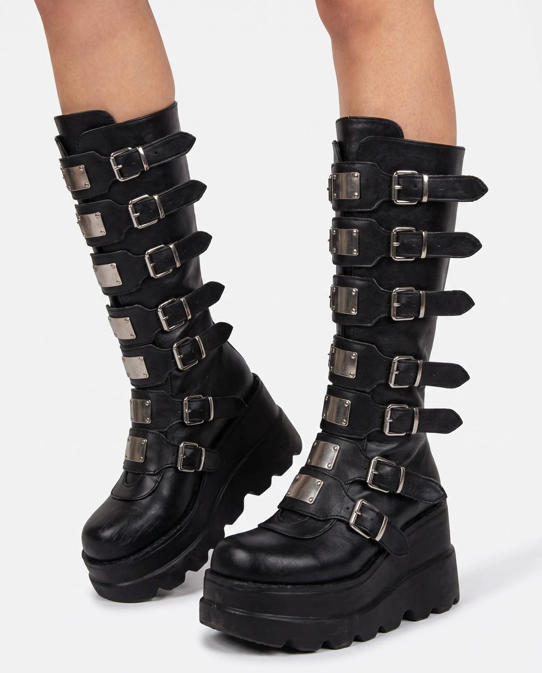 Women's Chunky Knee High Boots with Side Zip