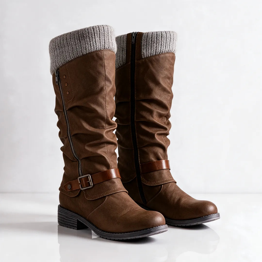 Women's Chunky Knee High Boots with Warm Lining
