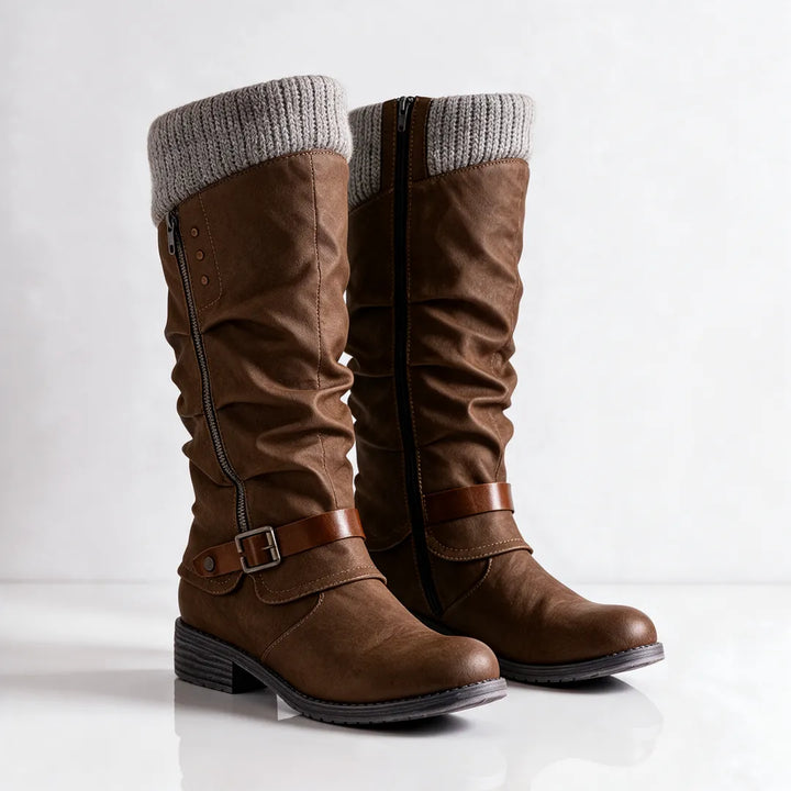 Women's Chunky Knee High Boots with Warm Lining