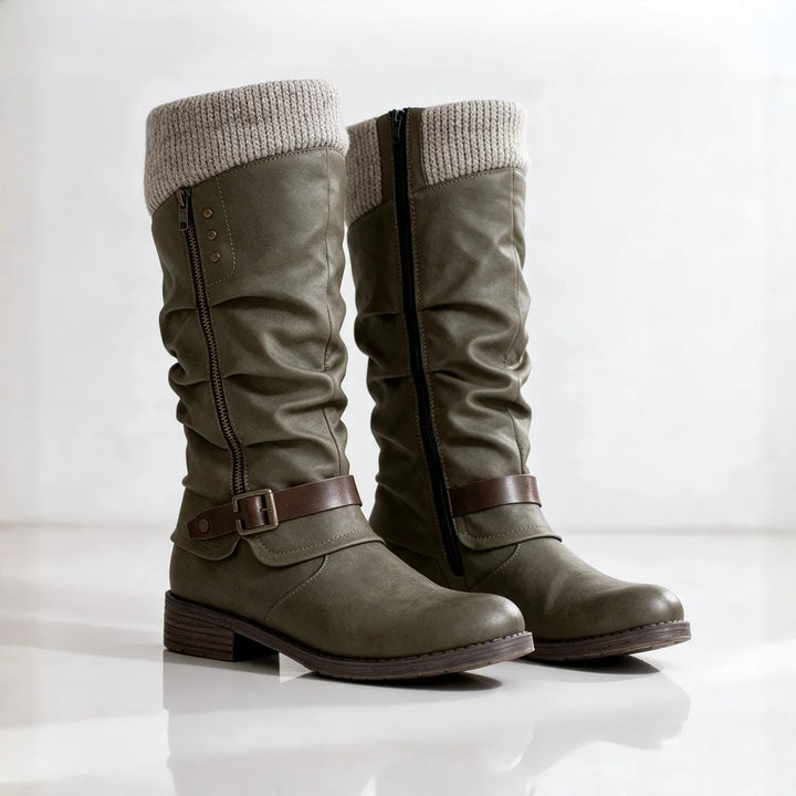 Women's Chunky Knee High Boots with Warm Lining