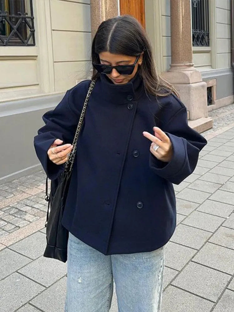 Women's Classic Casual Jacket with High Collar