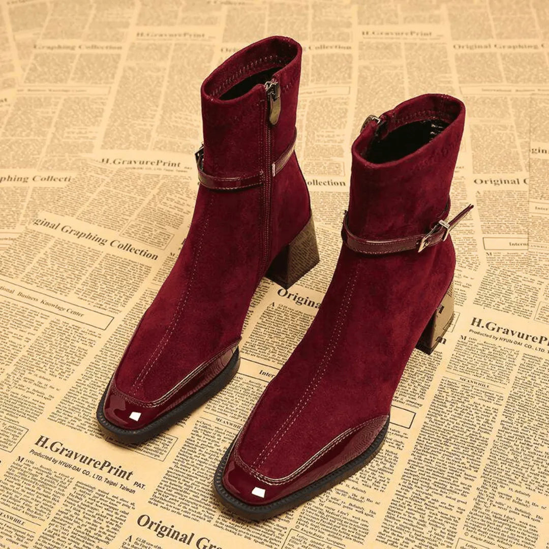Women's Comfy Block Heel Ankle Boots with Side Zip