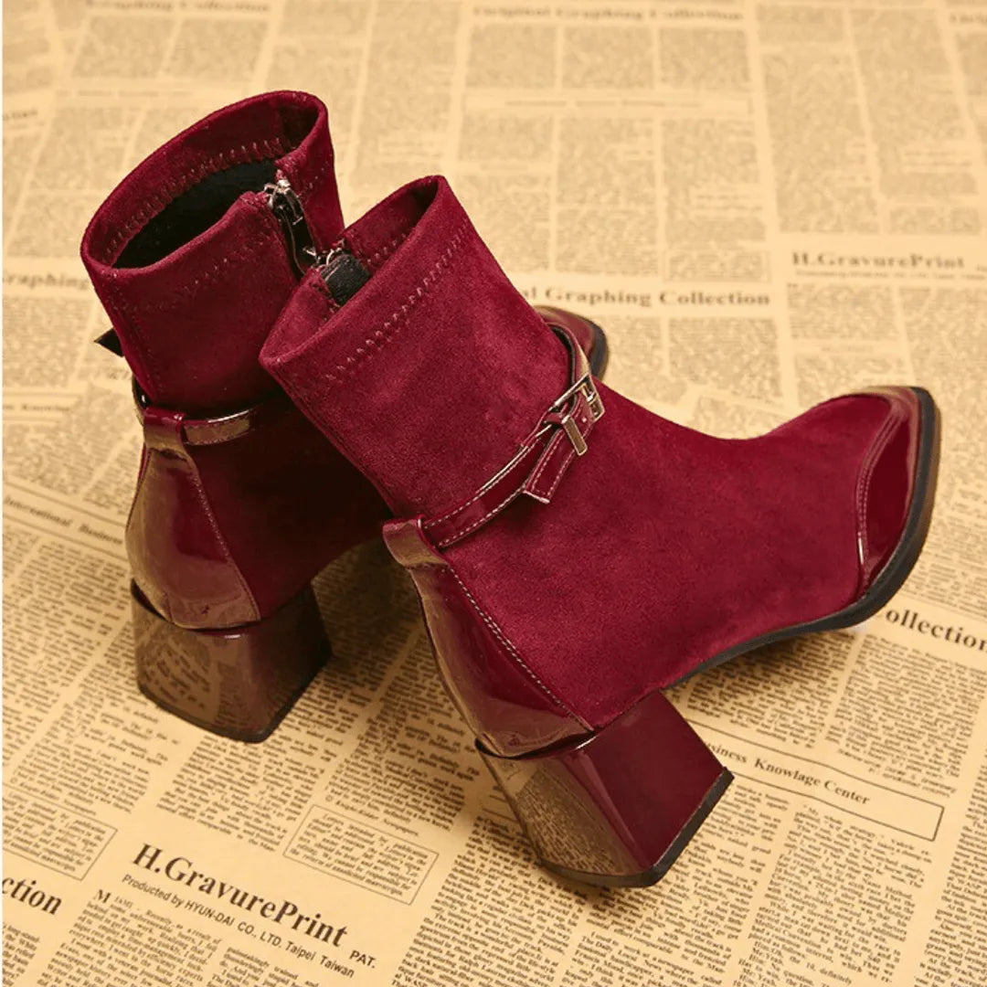 Women's Comfy Block Heel Ankle Boots with Side Zip