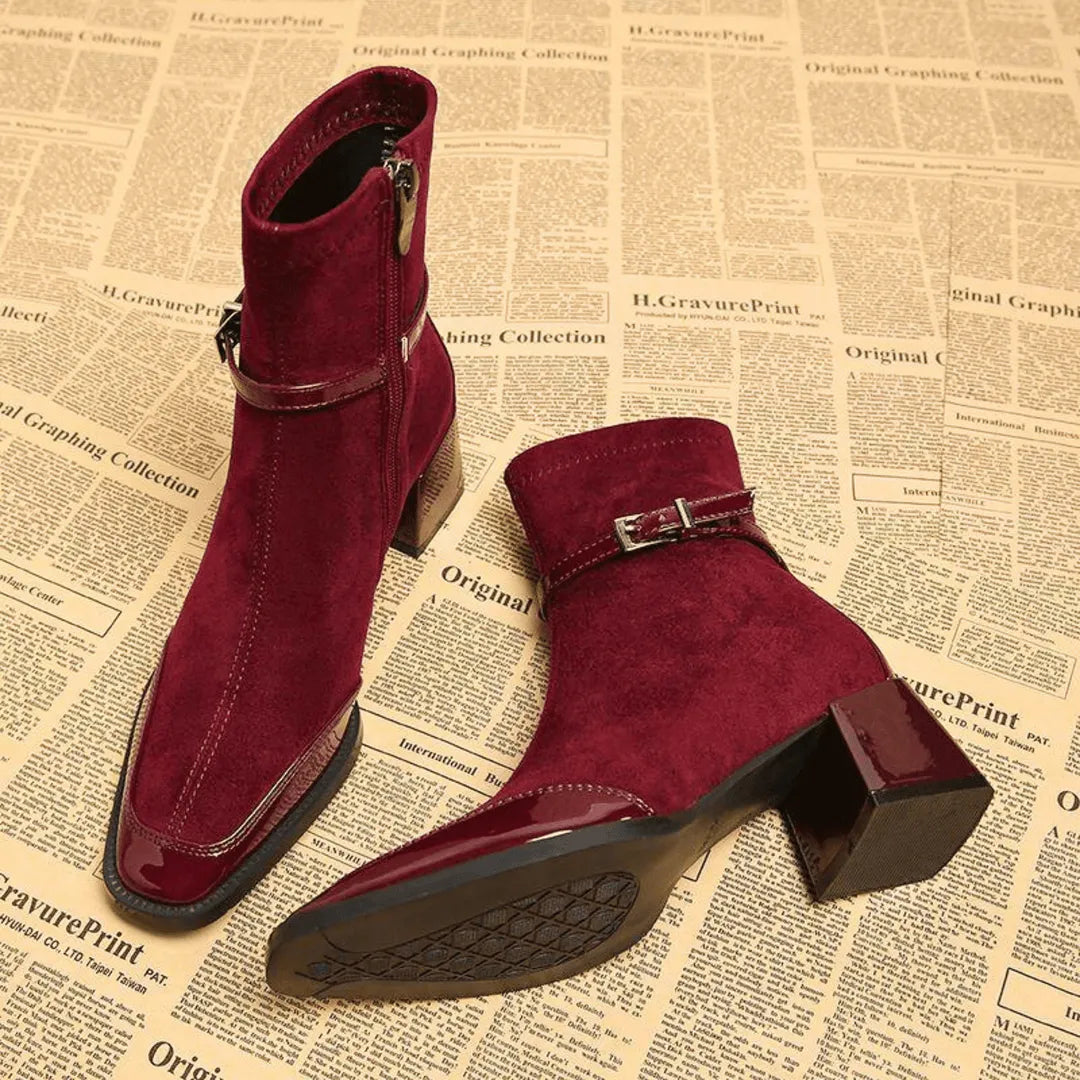 Women's Comfy Block Heel Ankle Boots with Side Zip