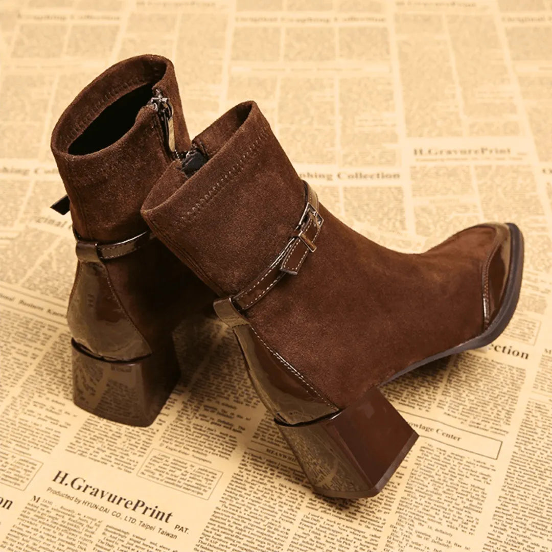 Women's Comfy Block Heel Ankle Boots with Side Zip