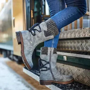 Women's Comfy Flat Mid Calf Boots with Thermal Lining