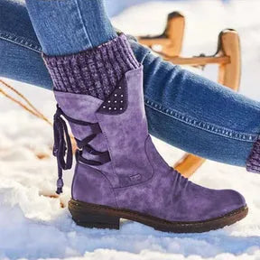 Women's Comfy Flat Mid Calf Boots with Thermal Lining