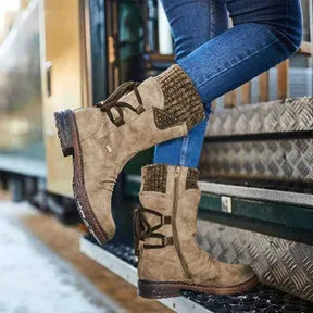 Women's Comfy Flat Mid Calf Boots with Thermal Lining
