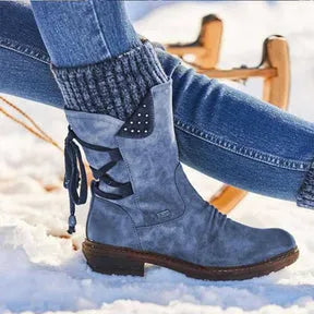 Women's Comfy Flat Mid Calf Boots with Thermal Lining