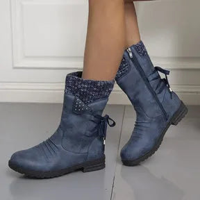 Women's Comfy Flat Mid Calf Boots with Thermal Lining