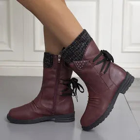 Women's Comfy Flat Mid Calf Boots with Thermal Lining