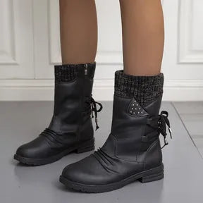 Women's Comfy Flat Mid Calf Boots with Thermal Lining