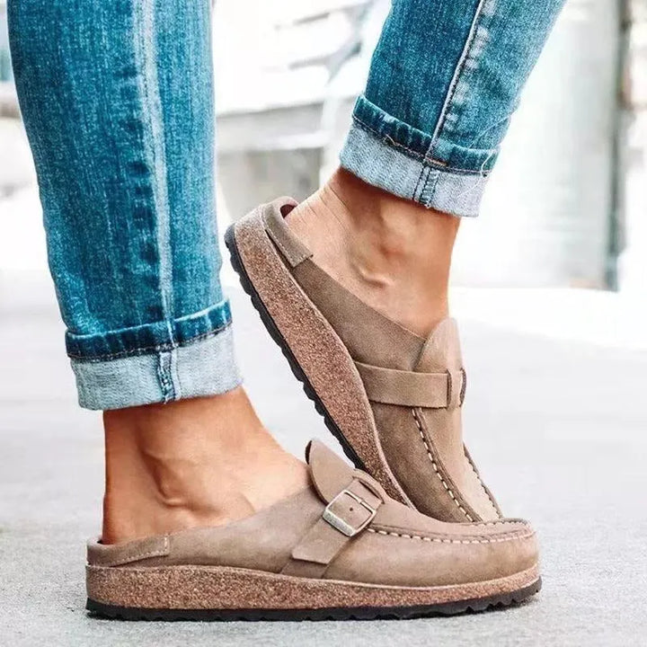 Women’s Comfy Flat Shoes with Buckle Detail
