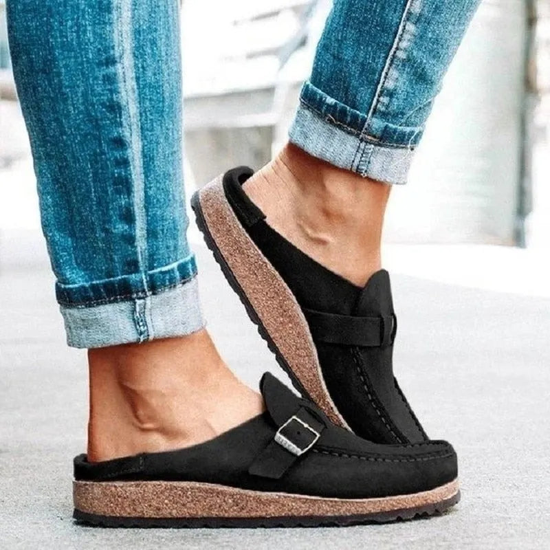 Women’s Comfy Flat Shoes with Buckle Detail