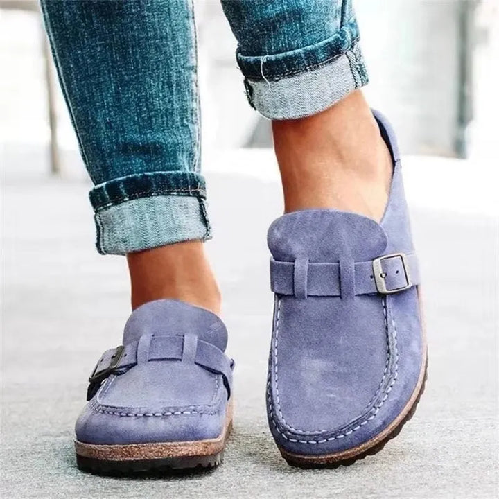 Women’s Comfy Flat Shoes with Buckle Detail