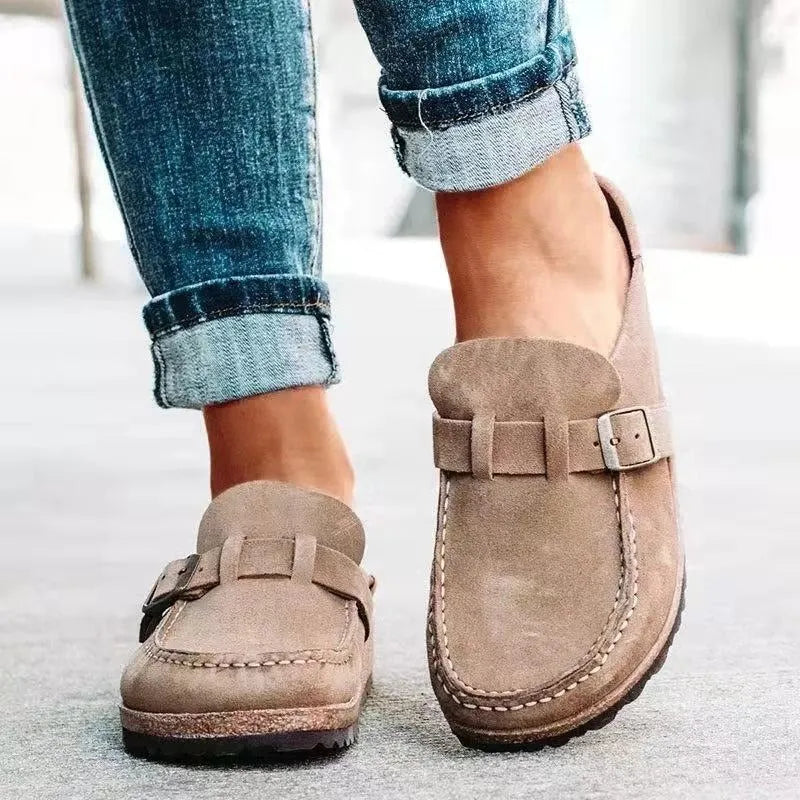 Women’s Comfy Flat Shoes with Buckle Detail