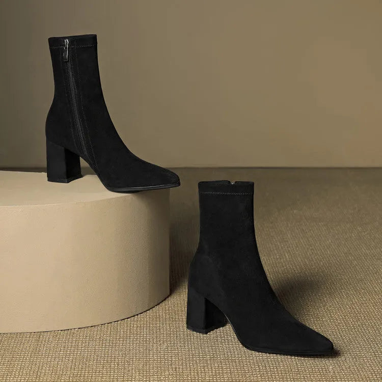 Women's Comfy Heeled Ankle Boots with Lightweight Sole